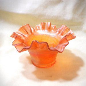 VINTAGE ~~~ Marigold CARNIVAL Glass ~~~  Dainty Bowl / Fluted Edges